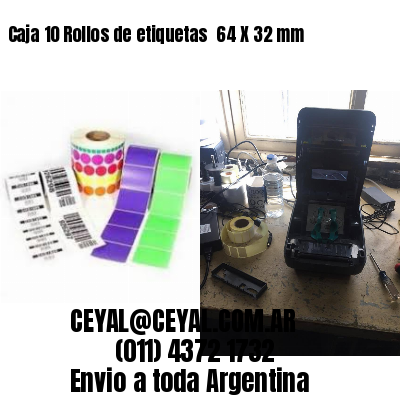 Caja 10 Rollos de etiquetas 	64 X 32 mm