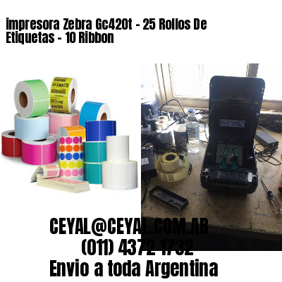 impresora Zebra Gc420t – 25 Rollos De Etiquetas – 10 Ribbon