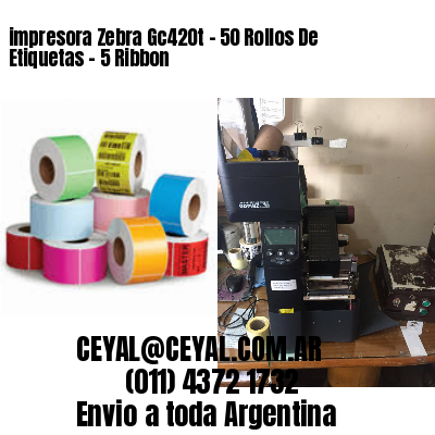 impresora Zebra Gc420t – 50 Rollos De Etiquetas – 5 Ribbon