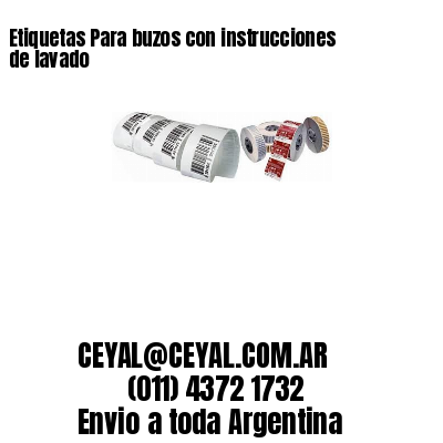 Etiquetas Para buzos con instrucciones de lavado