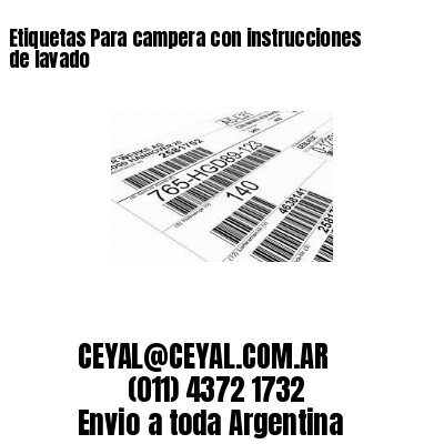 Etiquetas Para campera con instrucciones de lavado