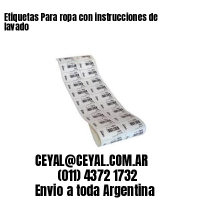 Etiquetas Para ropa con instrucciones de lavado