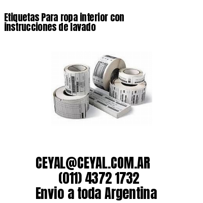 Etiquetas Para ropa interior con instrucciones de lavado