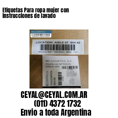 Etiquetas Para ropa mujer con instrucciones de lavado