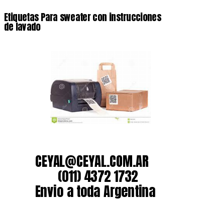 Etiquetas Para sweater con instrucciones de lavado