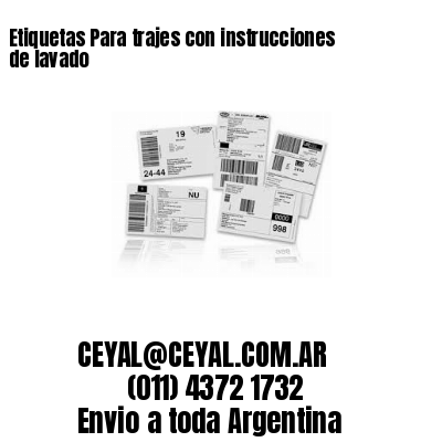 Etiquetas Para trajes con instrucciones de lavado