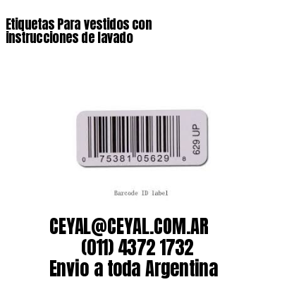 Etiquetas Para vestidos con instrucciones de lavado