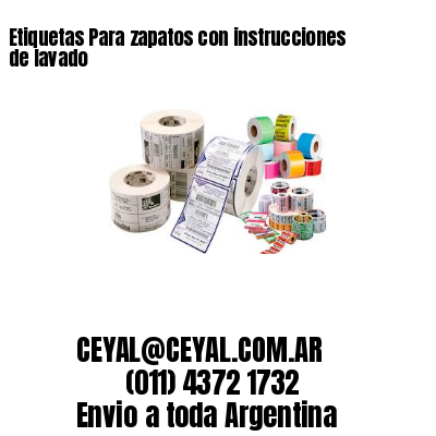 Etiquetas Para zapatos con instrucciones de lavado