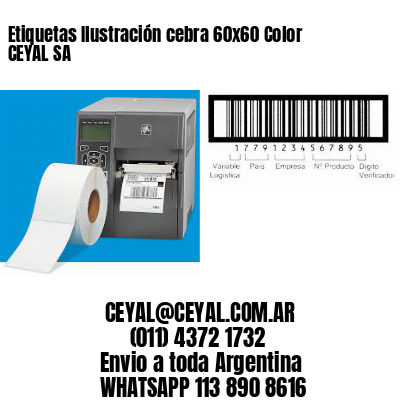 Etiquetas Ilustración cebra 60×60 Color CEYAL SA