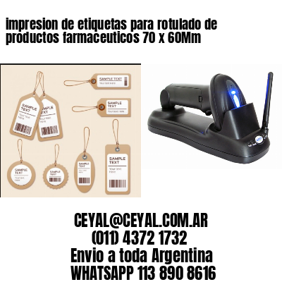 impresion de etiquetas para rotulado de productos farmaceuticos 70 x 60Mm