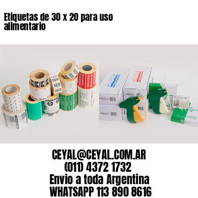 Etiquetas de 30 x 20 para uso alimentario