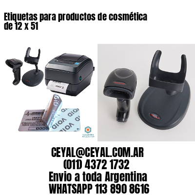 Etiquetas para productos de cosmética de 12 x 51