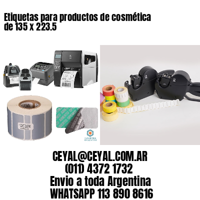 Etiquetas para productos de cosmética de 135 x 223.5