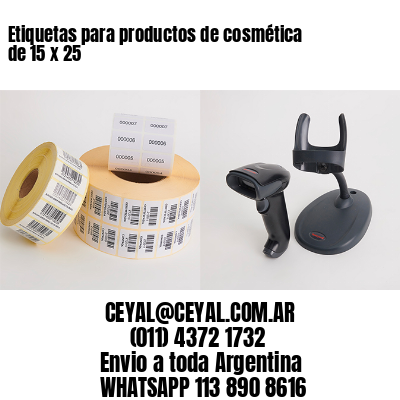 Etiquetas para productos de cosmética de 15 x 25