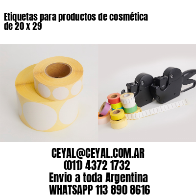 Etiquetas para productos de cosmética de 20 x 29