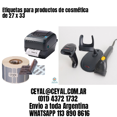 Etiquetas para productos de cosmética de 27 x 33