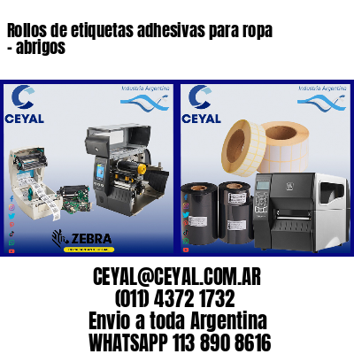 Rollos de etiquetas adhesivas para ropa - abrigos