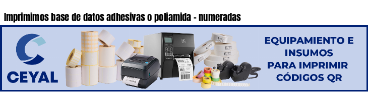 Imprimimos base de datos adhesivas o poliamida - numeradas