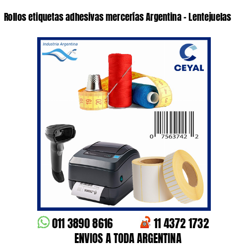 Rollos etiquetas adhesivas mercerías Argentina - Lentejuelas 