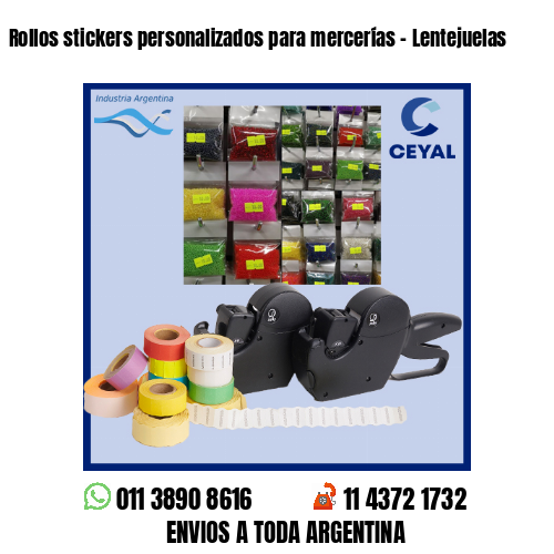 Rollos stickers personalizados para mercerías - Lentejuelas 