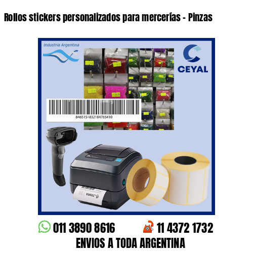 Rollos stickers personalizados para mercerías - Pinzas 