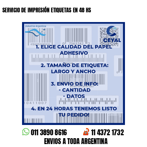 SERVICIO DE IMPRESIÓN ETIQUETAS EN 48 HS