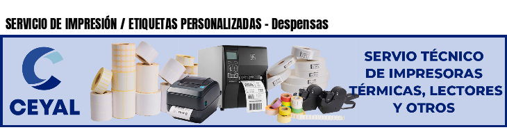 SERVICIO DE IMPRESIÓN / ETIQUETAS PERSONALIZADAS - Despensas