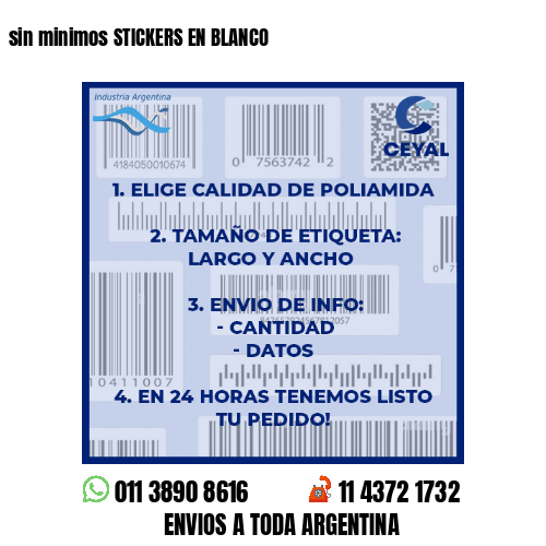 sin minimos STICKERS EN BLANCO