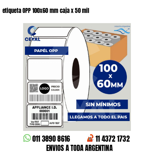 etiqueta OPP 100x60 mm caja x 50 mil