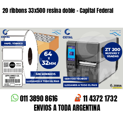 20 ribbons 33x500 resina doble - Capital Federal