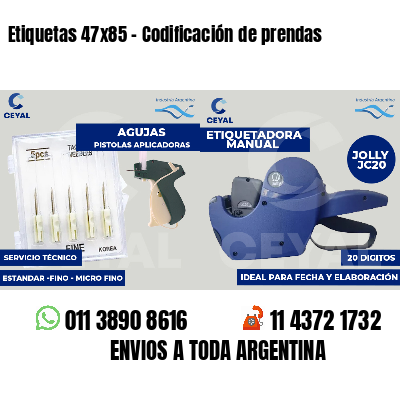 Etiquetas 47x85 - Codificación de prendas
