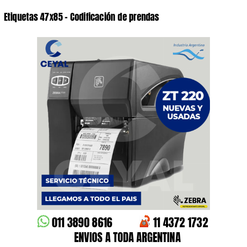 Etiquetas 47×85 – Codificación de prendas