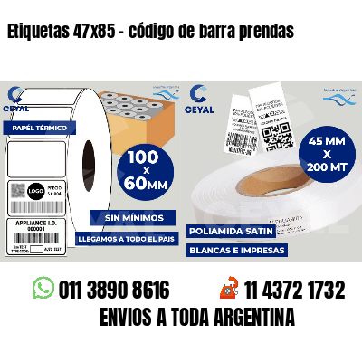 Etiquetas 47x85 - código de barra prendas