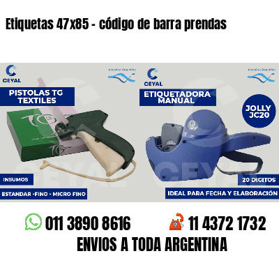 Etiquetas 47x85 - código de barra prendas