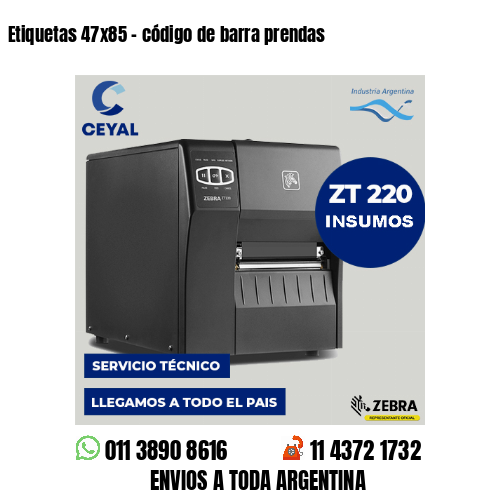 Etiquetas 47×85 – código de barra prendas