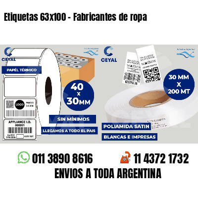 Etiquetas 63x100 - Fabricantes de ropa