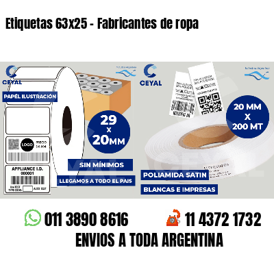 Etiquetas 63x25 - Fabricantes de ropa
