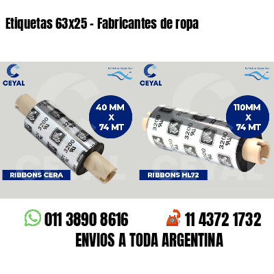 Etiquetas 63x25 - Fabricantes de ropa