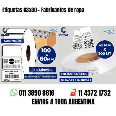 Etiquetas 63x30 - Fabricantes de ropa