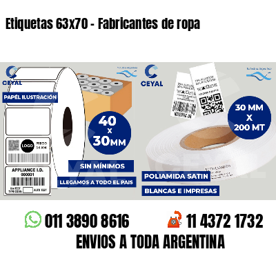 Etiquetas 63x70 - Fabricantes de ropa