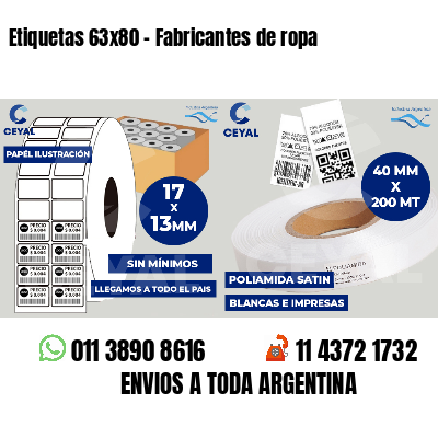 Etiquetas 63x80 - Fabricantes de ropa