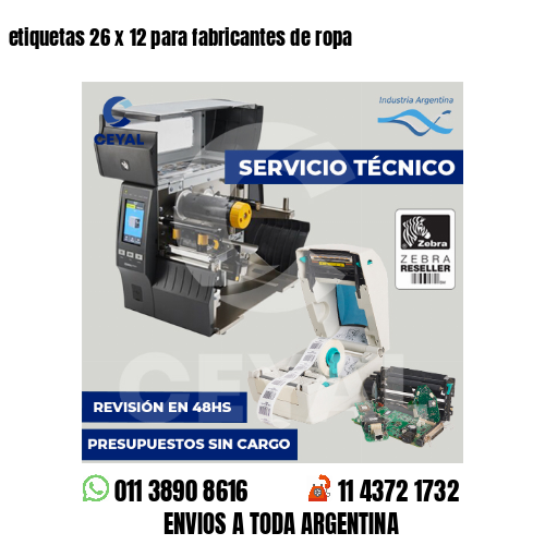 etiquetas 26 x 12 para fabricantes de ropa