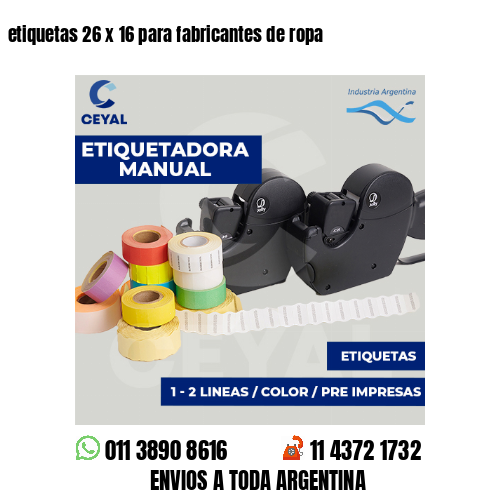 etiquetas 26 x 16 para fabricantes de ropa