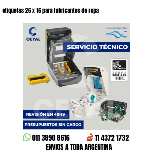 etiquetas 26 x 16 para fabricantes de ropa