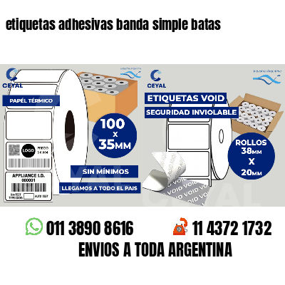 etiquetas adhesivas banda simple batas