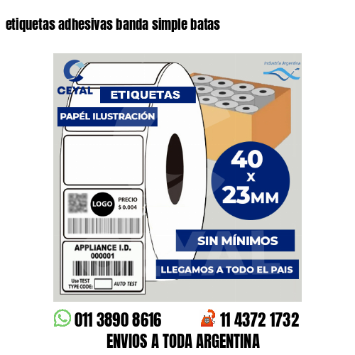 etiquetas adhesivas banda simple batas