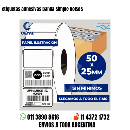 etiquetas adhesivas banda simple bolsos