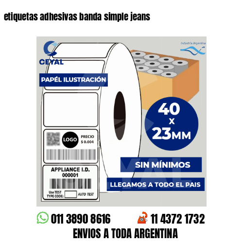 etiquetas adhesivas banda simple jeans