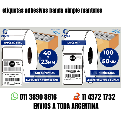 etiquetas adhesivas banda simple manteles