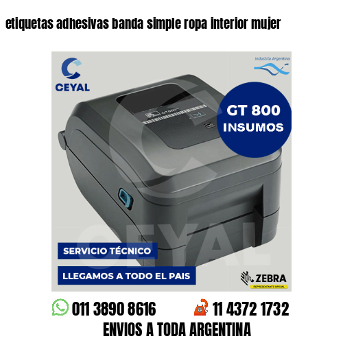 etiquetas adhesivas banda simple ropa interior mujer